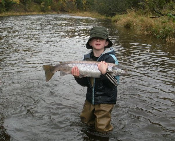 5 year old Nelson Leuchner  with a fine Atlantic salmon